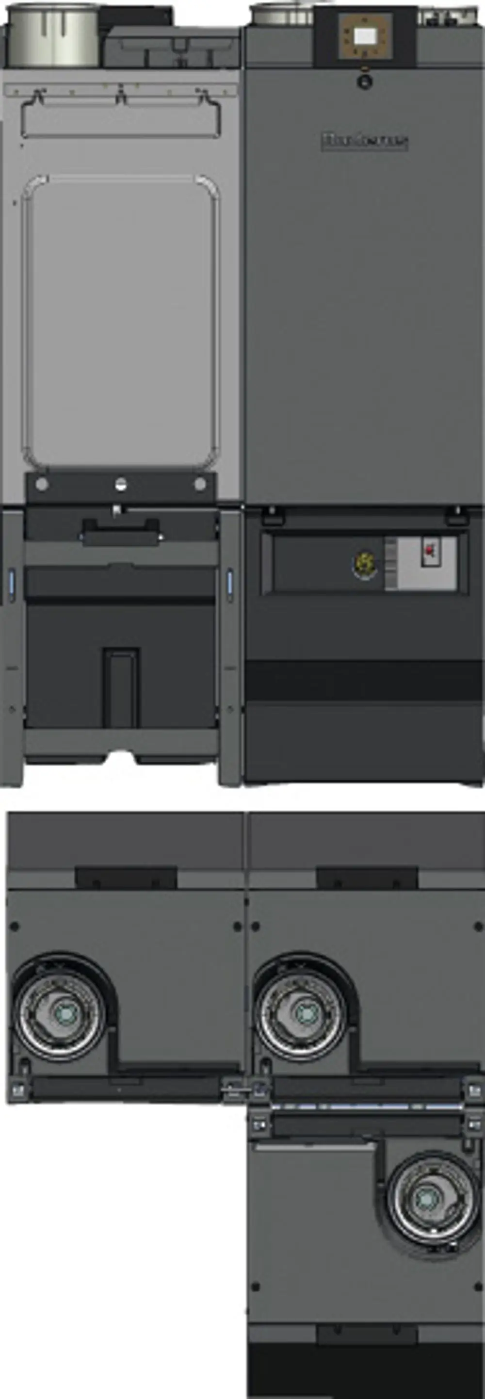 Bosch Installationszubehör für eine Kaskade mit zwei hintereinander angeordneten Einheiten. Sichtbar sind Anschlüsse und Bedienelemente.
